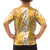 Hawaiian Lei Day Family Matching Short Sleeve Bodycon Dress and Hawaiian Shirt Gold Hibiscus Flowers Lei Art