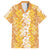 Hawaiian Lei Day Family Matching Short Sleeve Bodycon Dress and Hawaiian Shirt Gold Hibiscus Flowers Lei Art
