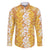 Hawaiian Lei Day Family Matching Short Sleeve Bodycon Dress and Hawaiian Shirt Gold Hibiscus Flowers Lei Art