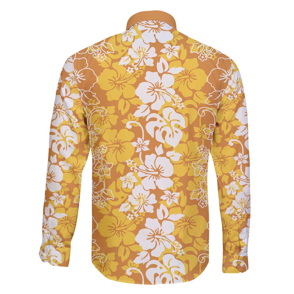 Hawaiian Lei Day Family Matching Tank Maxi Dress and Hawaiian Shirt Gold Hibiscus Flowers Lei Art