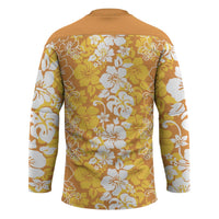 Hawaiian Lei Day Hockey Jersey Gold Hibiscus Flowers Lei Art - Polynesian Pride
