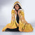 Hawaiian Lei Day Hooded Blanket Gold Hibiscus Flowers Lei Art