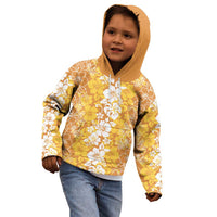 Hawaiian Lei Day Kid Hoodie Gold Hibiscus Flowers Lei Art