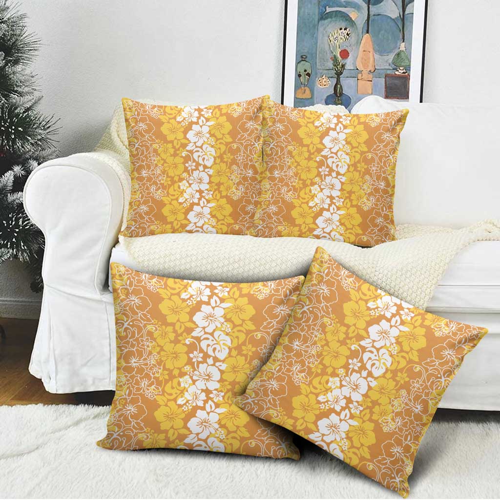 Hawaiian Lei Day Pillow Cover Gold Hibiscus Flowers Lei Art - Polynesian Pride