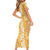 Hawaiian Lei Day Short Sleeve Bodycon Dress Gold Hibiscus Flowers Lei Art