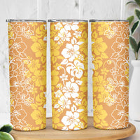 Hawaiian Lei Day Skinny Tumbler Gold Hibiscus Flowers Lei Art