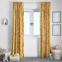 Hawaiian Lei Day Window Curtain Gold Hibiscus Flowers Lei Art