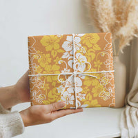 Hawaiian Lei Day Wrapping Paper Gold Hibiscus Flowers Lei Art - Polynesian Pride