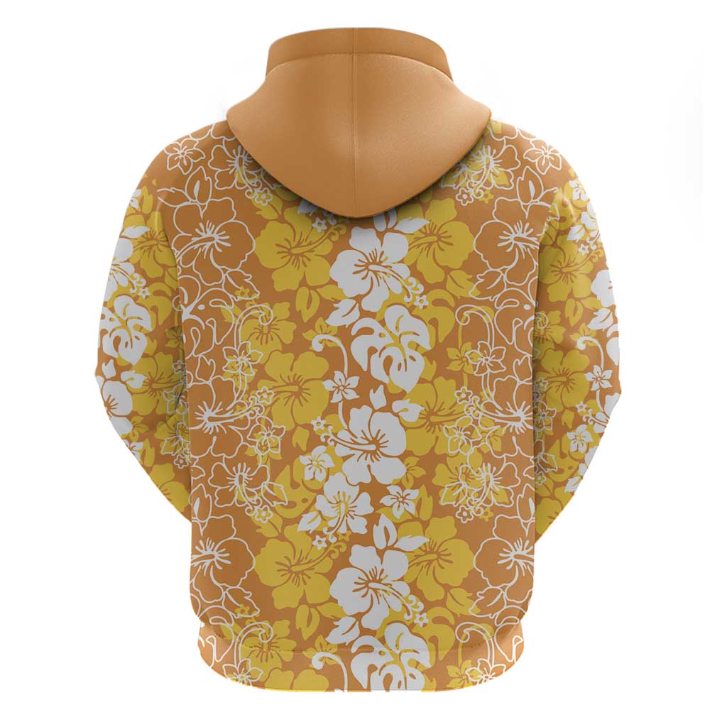 Hawaiian Lei Day Zip Hoodie Gold Hibiscus Flowers Lei Art