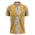 Hawaiian Lei Day Zipper Polo Shirt Gold Hibiscus Flowers Lei Art - Polynesian Pride