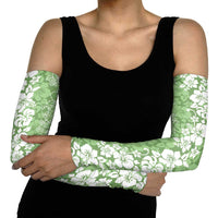 Hawaiian Lei Day Arm Sleeves Green Hibiscus Flowers Lei Art - Polynesian Pride