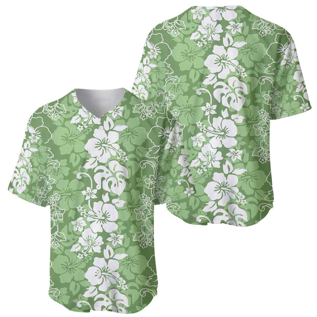 Hawaiian Lei Day Baseball Jersey Green Hibiscus Flowers Lei Art