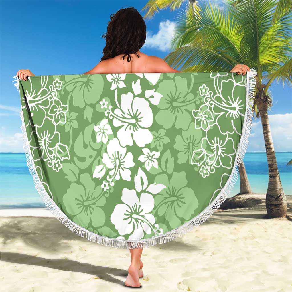 Hawaiian Lei Day Beach Blanket Green Hibiscus Flowers Lei Art