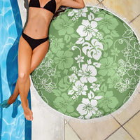 Hawaiian Lei Day Beach Blanket Green Hibiscus Flowers Lei Art