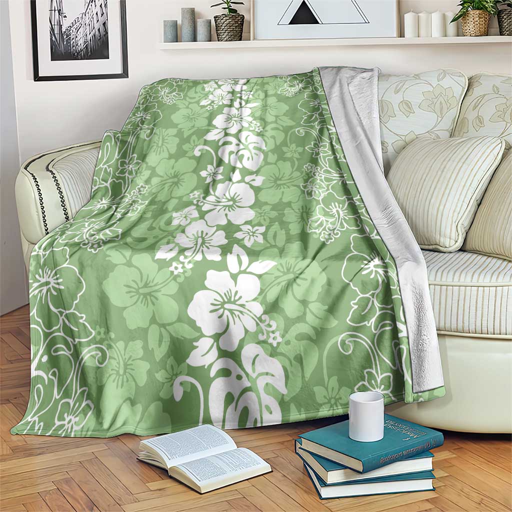 Hawaiian Lei Day Blanket Green Hibiscus Flowers Lei Art
