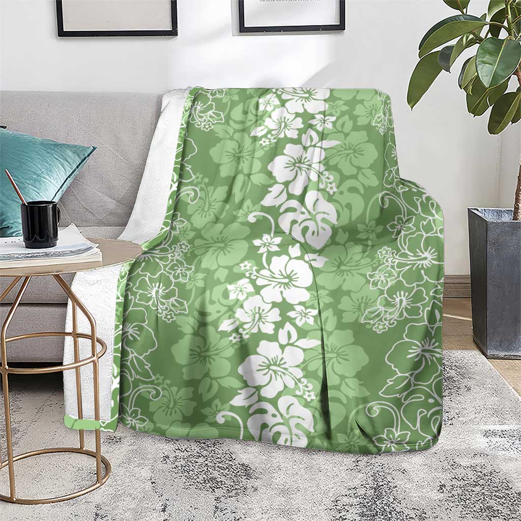 Hawaiian Lei Day Blanket Green Hibiscus Flowers Lei Art