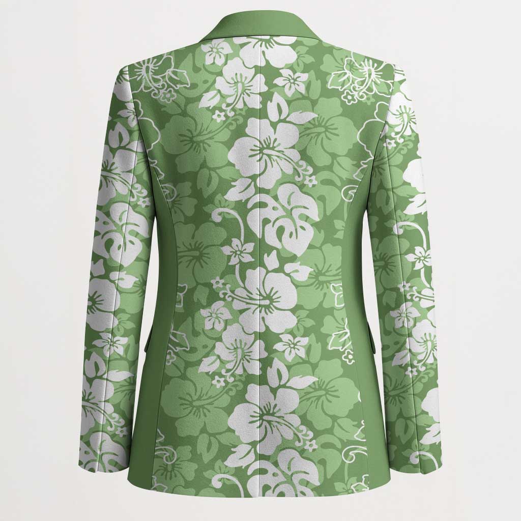Hawaiian Lei Day Blazer Green Hibiscus Flowers Lei Art - Polynesian Pride