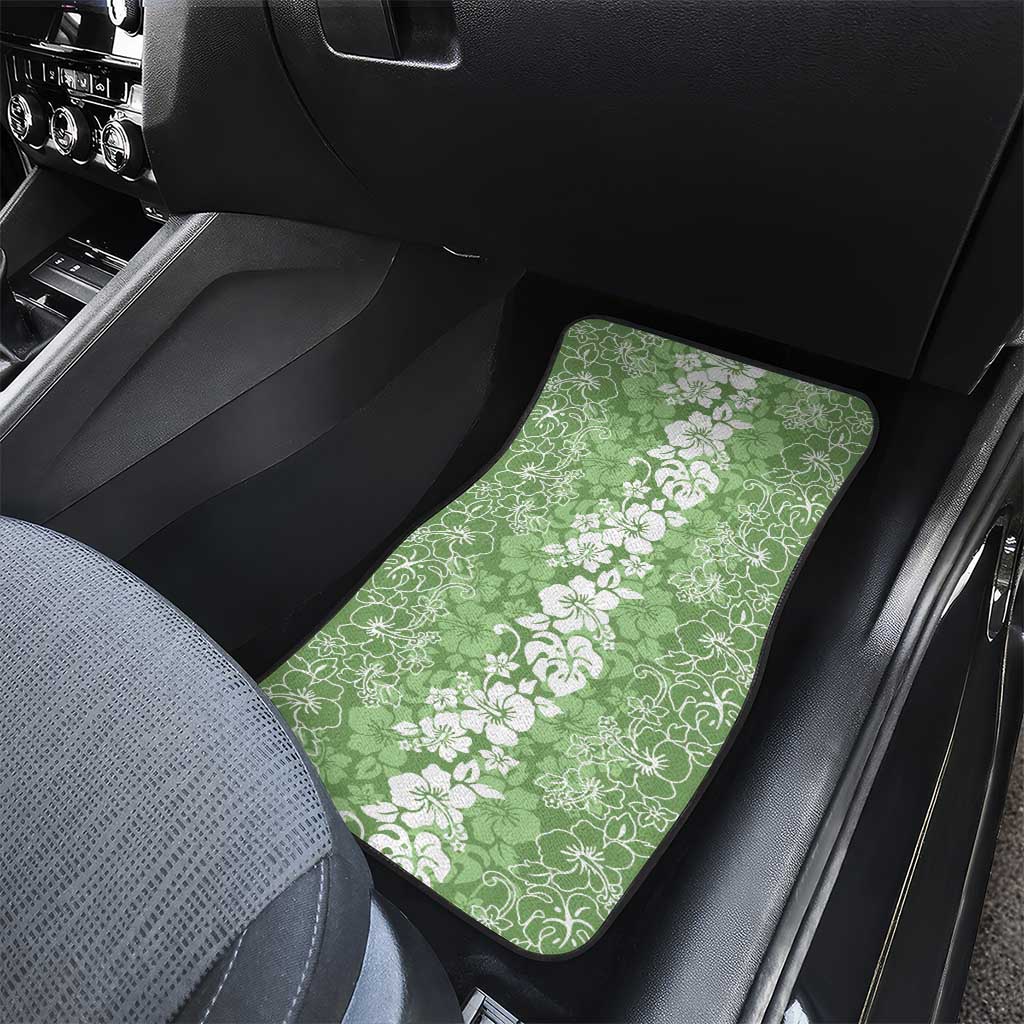 Hawaiian Lei Day Car Mats Green Hibiscus Flowers Lei Art