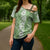 Hawaiian Lei Day Cross Shoulder Shirt Green Hibiscus Flowers Lei Art - Polynesian Pride