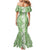 Hawaiian Lei Day Family Matching Mermaid Dress and Hawaiian Shirt Green Hibiscus Flowers Lei Art