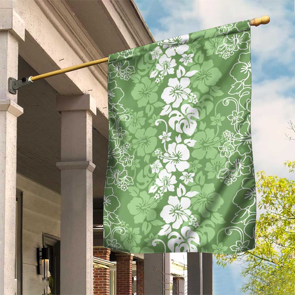 Hawaiian Lei Day Garden Flag Green Hibiscus Flowers Lei Art