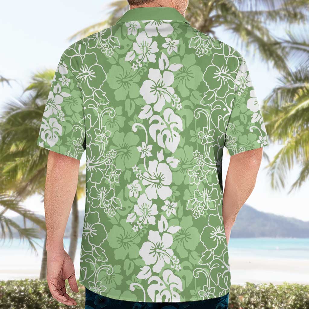 Hawaiian Lei Day Hawaiian Shirt Green Hibiscus Flowers Lei Art