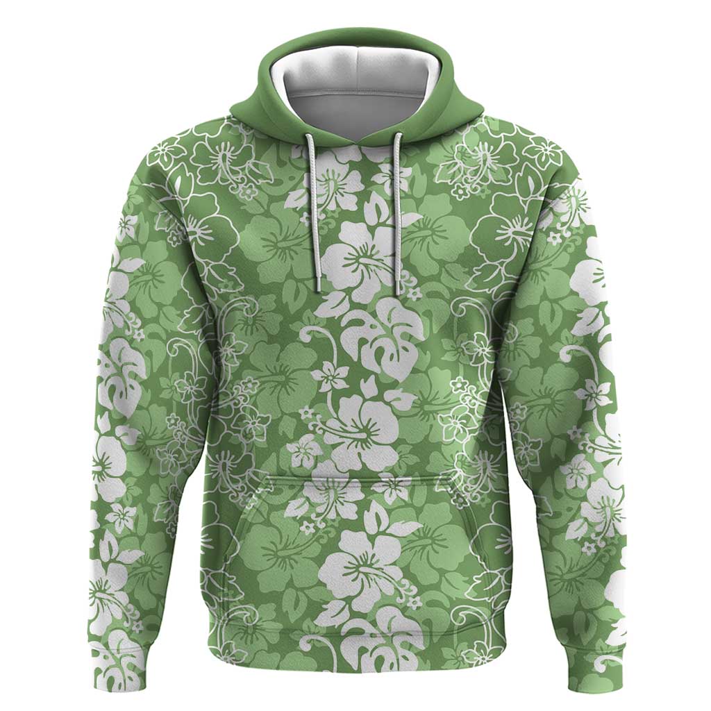 Hawaiian Lei Day Hoodie Green Hibiscus Flowers Lei Art