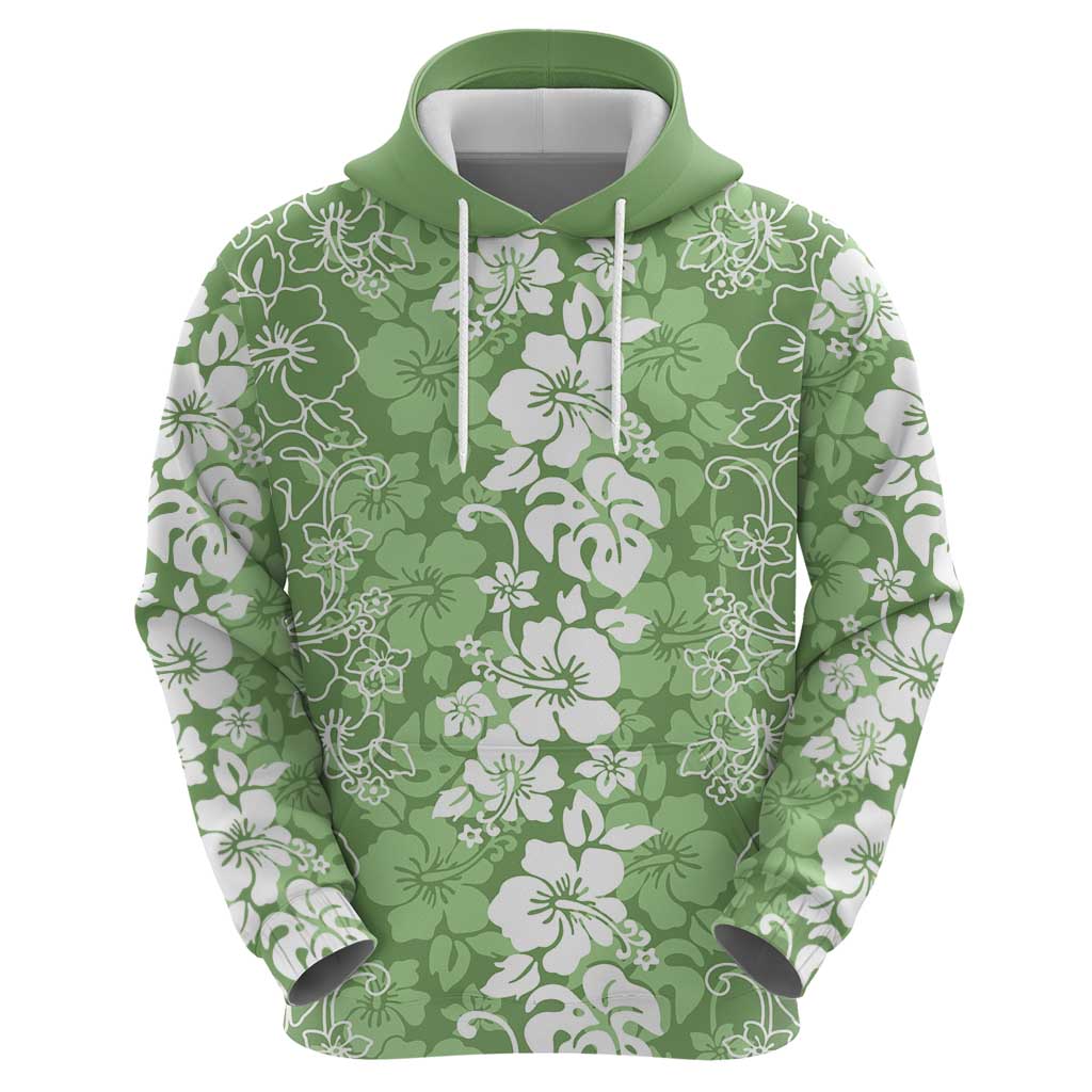 Hawaiian Lei Day Hoodie Green Hibiscus Flowers Lei Art