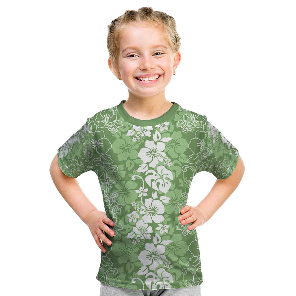 Hawaiian Lei Day Kid T Shirt Green Hibiscus Flowers Lei Art