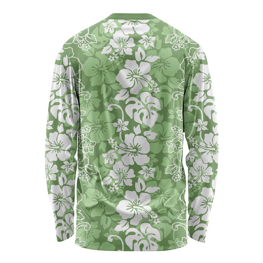 Hawaiian Lei Day Long Sleeve Shirt Green Hibiscus Flowers Lei Art