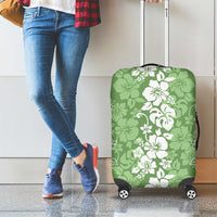 Hawaiian Lei Day Luggage Cover Green Hibiscus Flowers Lei Art