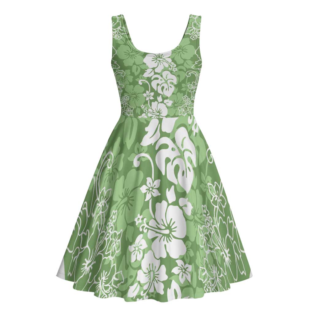 Hawaiian Lei Day Midi Dress Green Hibiscus Flowers Lei Art - Polynesian Pride