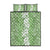 Hawaiian Lei Day Quilt Bed Set Green Hibiscus Flowers Lei Art