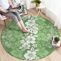 Hawaiian Lei Day Round Carpet Green Hibiscus Flowers Lei Art
