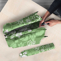 Hawaiian Lei Day Umbrella Green Hibiscus Flowers Lei Art - Polynesian Pride