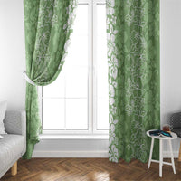 Hawaiian Lei Day Window Curtain Green Hibiscus Flowers Lei Art