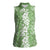 Hawaiian Lei Day Women Sleeveless Polo Shirt Green Hibiscus Flowers Lei Art