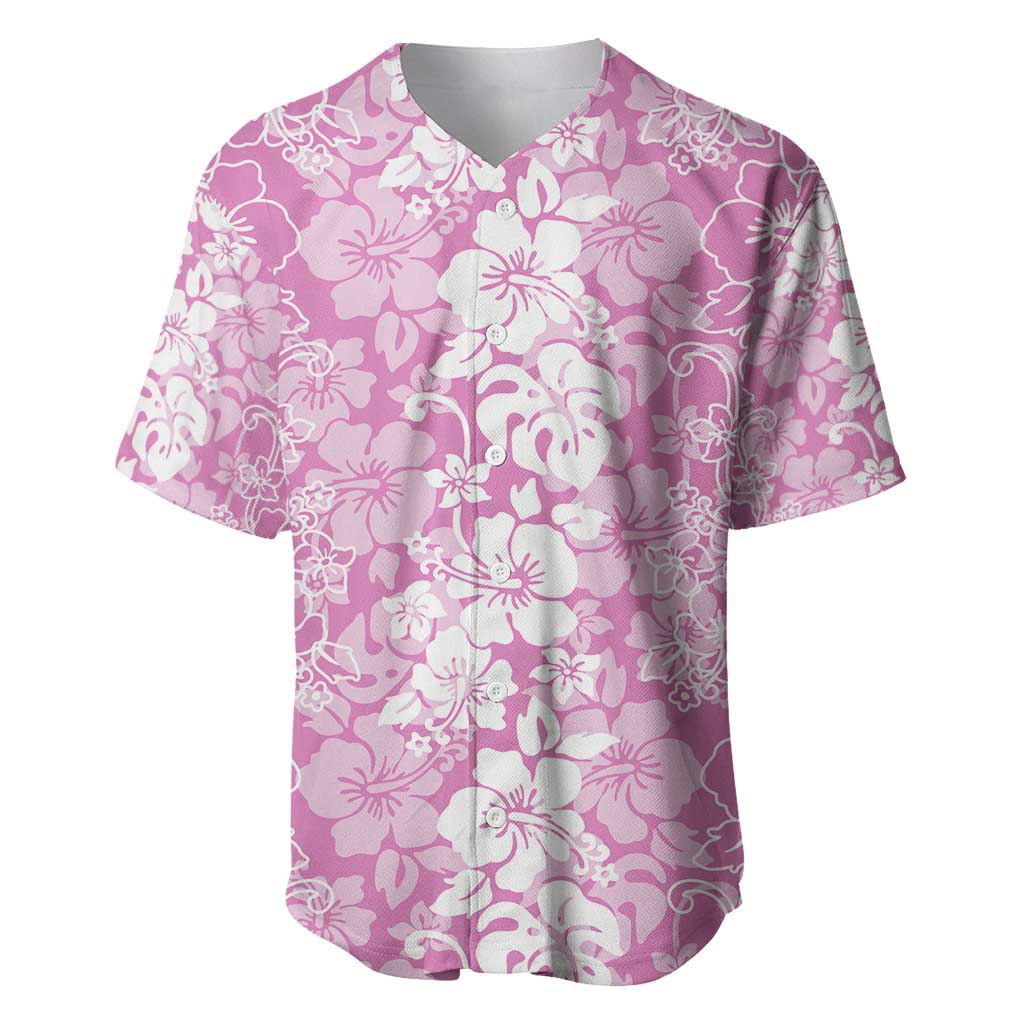 Hawaiian Lei Day Baseball Jersey Pink Hibiscus Flowers Lei Art