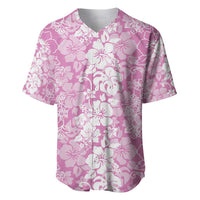 Hawaiian Lei Day Baseball Jersey Pink Hibiscus Flowers Lei Art