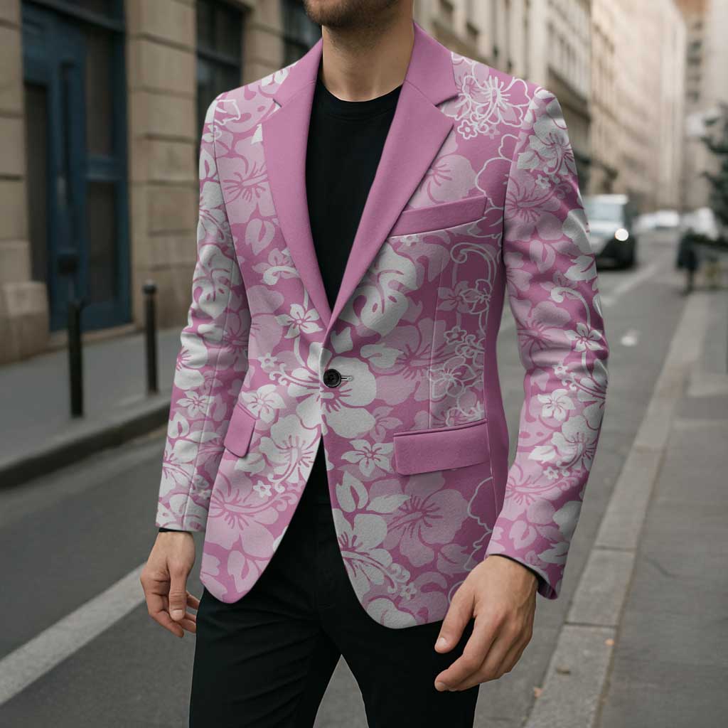 Hawaiian Lei Day Blazer Pink Hibiscus Flowers Lei Art - Polynesian Pride