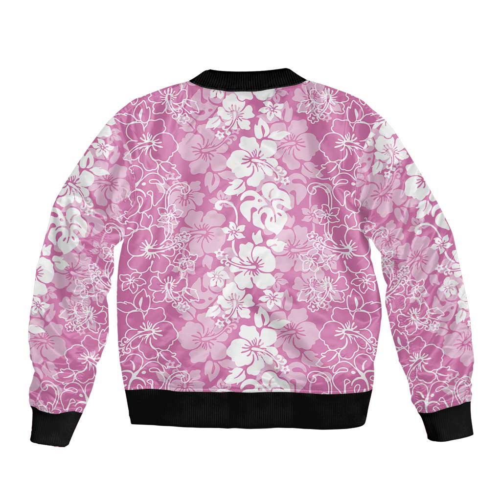 Hawaiian Lei Day Bomber Jacket Pink Hibiscus Flowers Lei Art