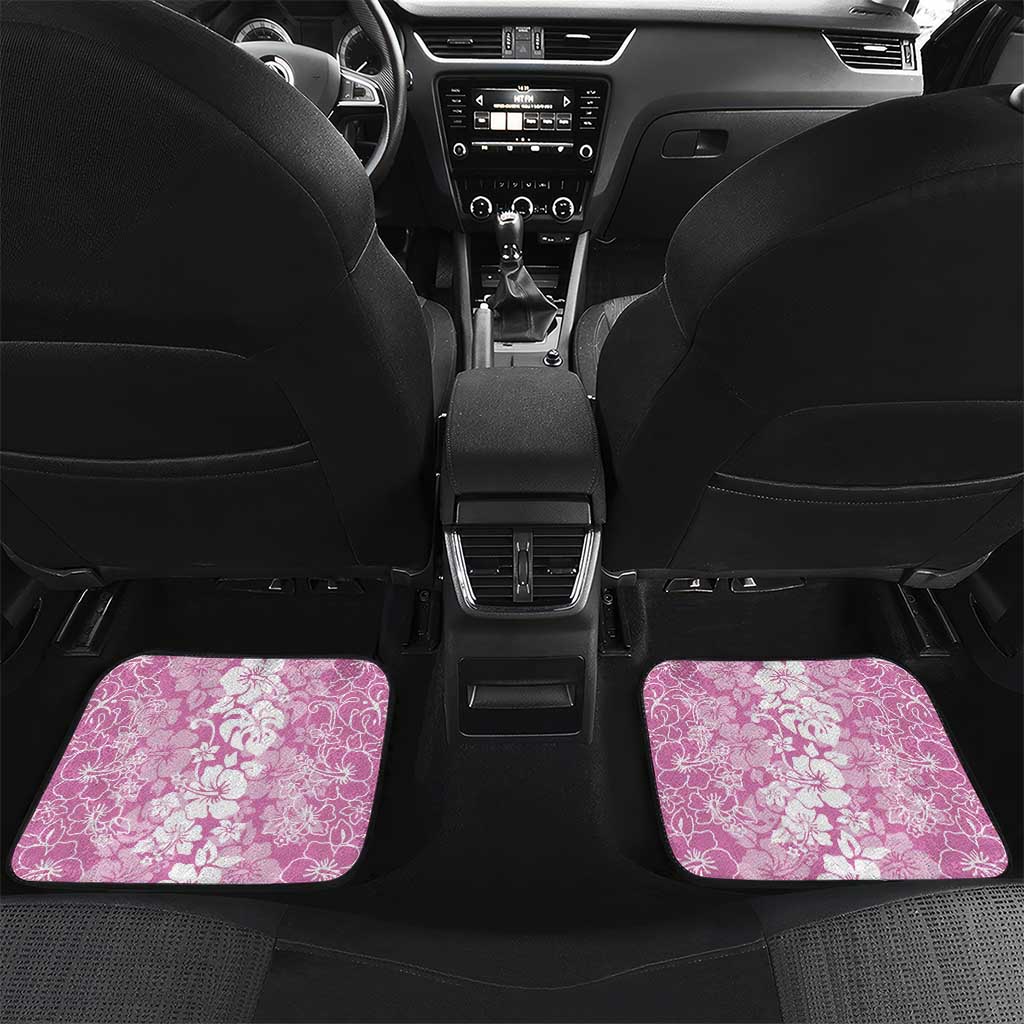 Hawaiian Lei Day Car Mats Pink Hibiscus Flowers Lei Art