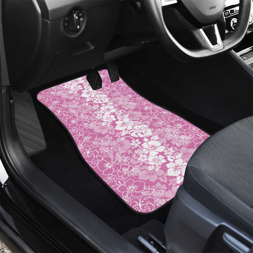 Hawaiian Lei Day Car Mats Pink Hibiscus Flowers Lei Art