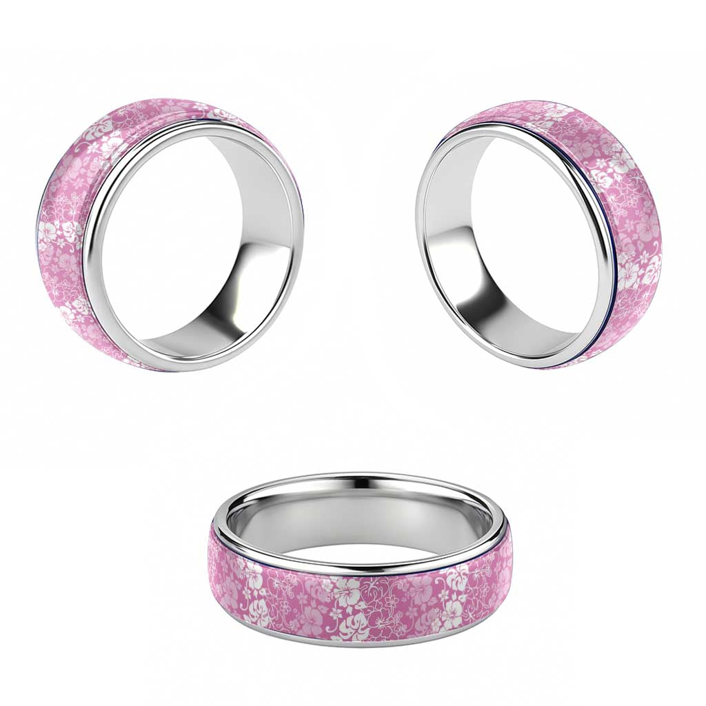 Hawaiian Lei Day Classic Ring Pink Hibiscus Flowers Lei Art - Polynesian Pride