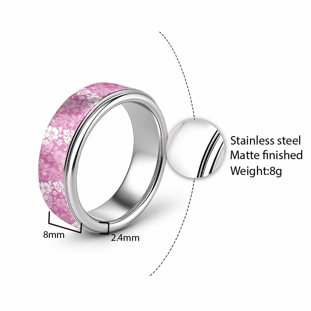 Hawaiian Lei Day Classic Ring Pink Hibiscus Flowers Lei Art - Polynesian Pride