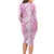 Hawaiian Lei Day Family Matching Long Sleeve Bodycon Dress and Hawaiian Shirt Pink Hibiscus Flowers Lei Art