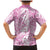 Hawaiian Lei Day Family Matching Mermaid Dress and Hawaiian Shirt Pink Hibiscus Flowers Lei Art