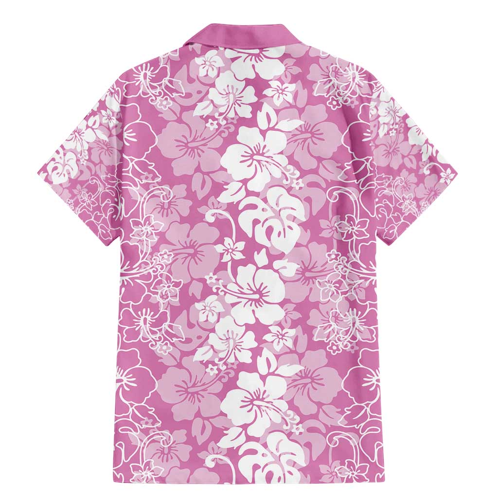 Hawaiian Lei Day Family Matching Mermaid Dress and Hawaiian Shirt Pink Hibiscus Flowers Lei Art