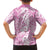 Hawaiian Lei Day Family Matching Off Shoulder Maxi Dress and Hawaiian Shirt Pink Hibiscus Flowers Lei Art