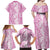 Hawaiian Lei Day Family Matching Off Shoulder Maxi Dress and Hawaiian Shirt Pink Hibiscus Flowers Lei Art